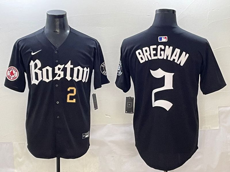 Men 2025 Boston Red Sox #2 Bregman Black Five generations Joint Name Nike MLB Jersey style 6->boston red sox->MLB Jersey